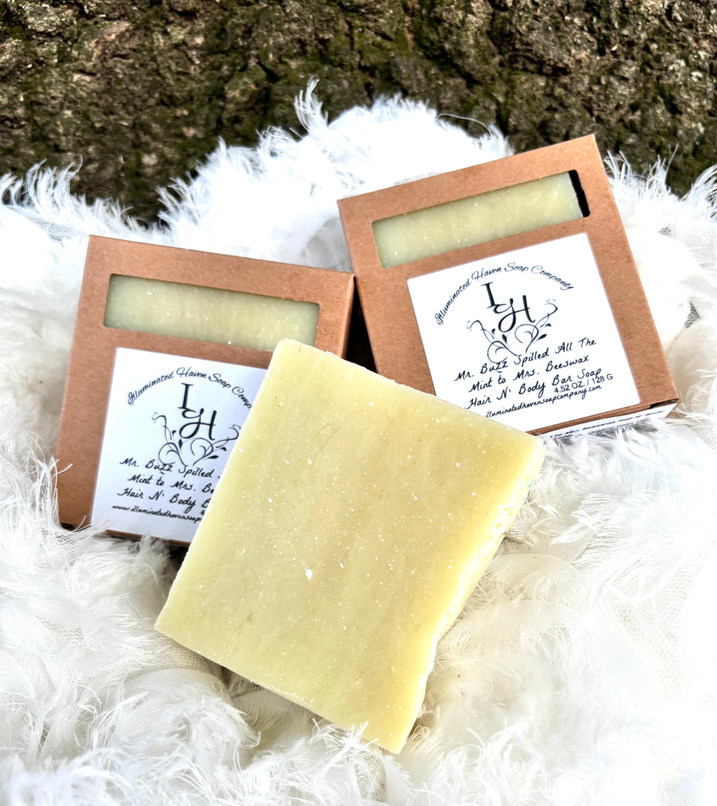 Mr. Buzz Spilled All The Mint to Mrs. Beeswax Hair N' Body Bar Soap