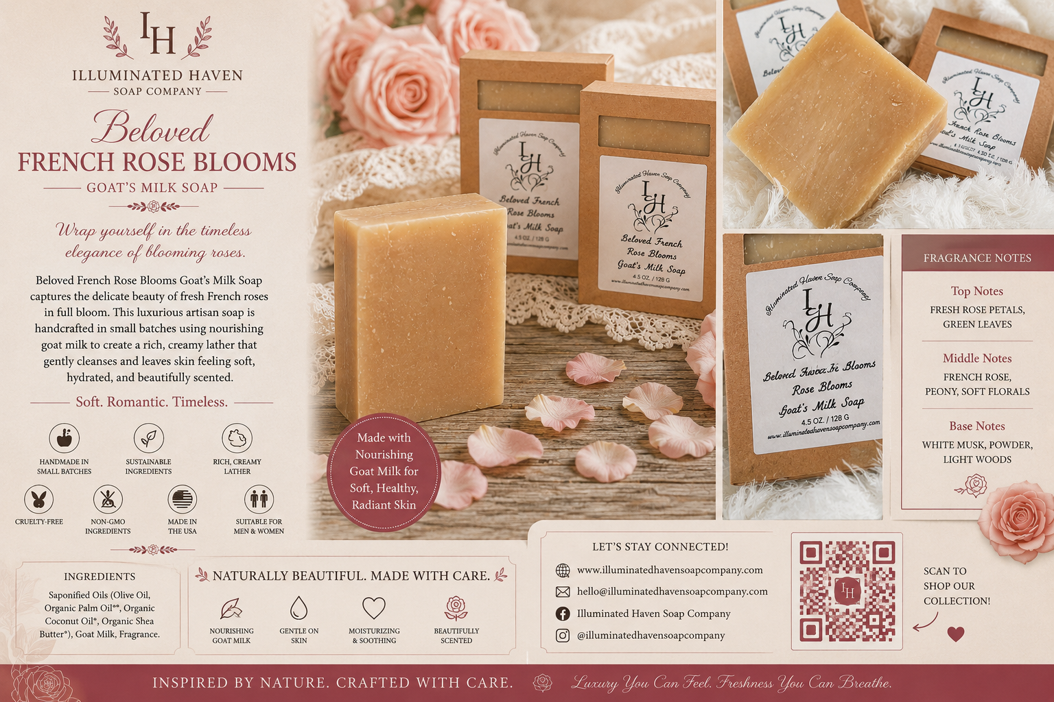 Beloved French Rose Blooms Goat's Milk Soap