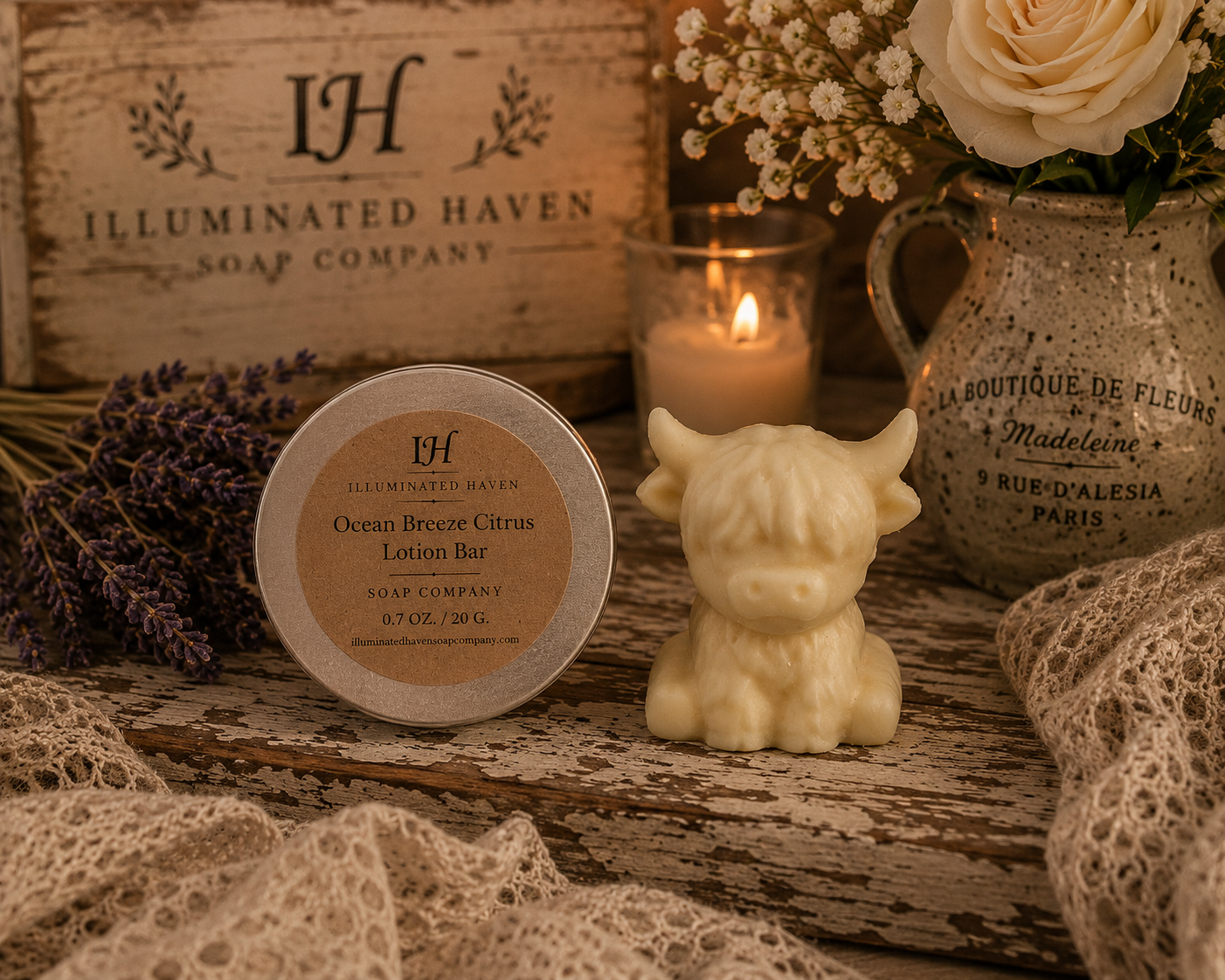 Ocean Breeze Citrus Lotion Bar - Medium Highland Cow