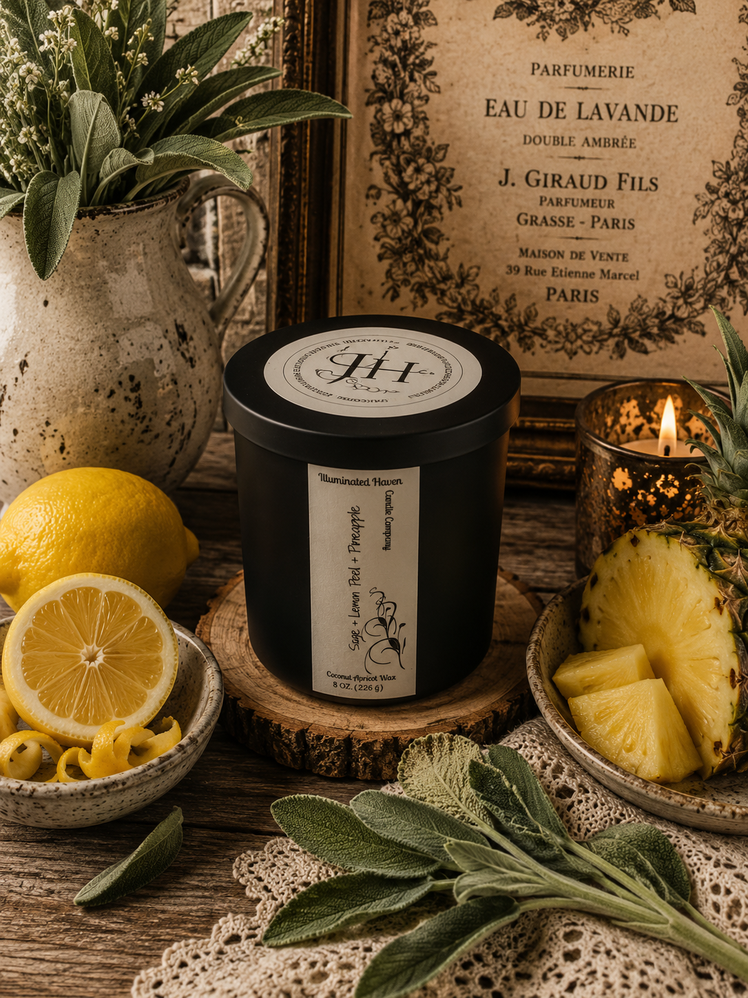 Sage, Lemon Peel & Pineapple Luxury Candle