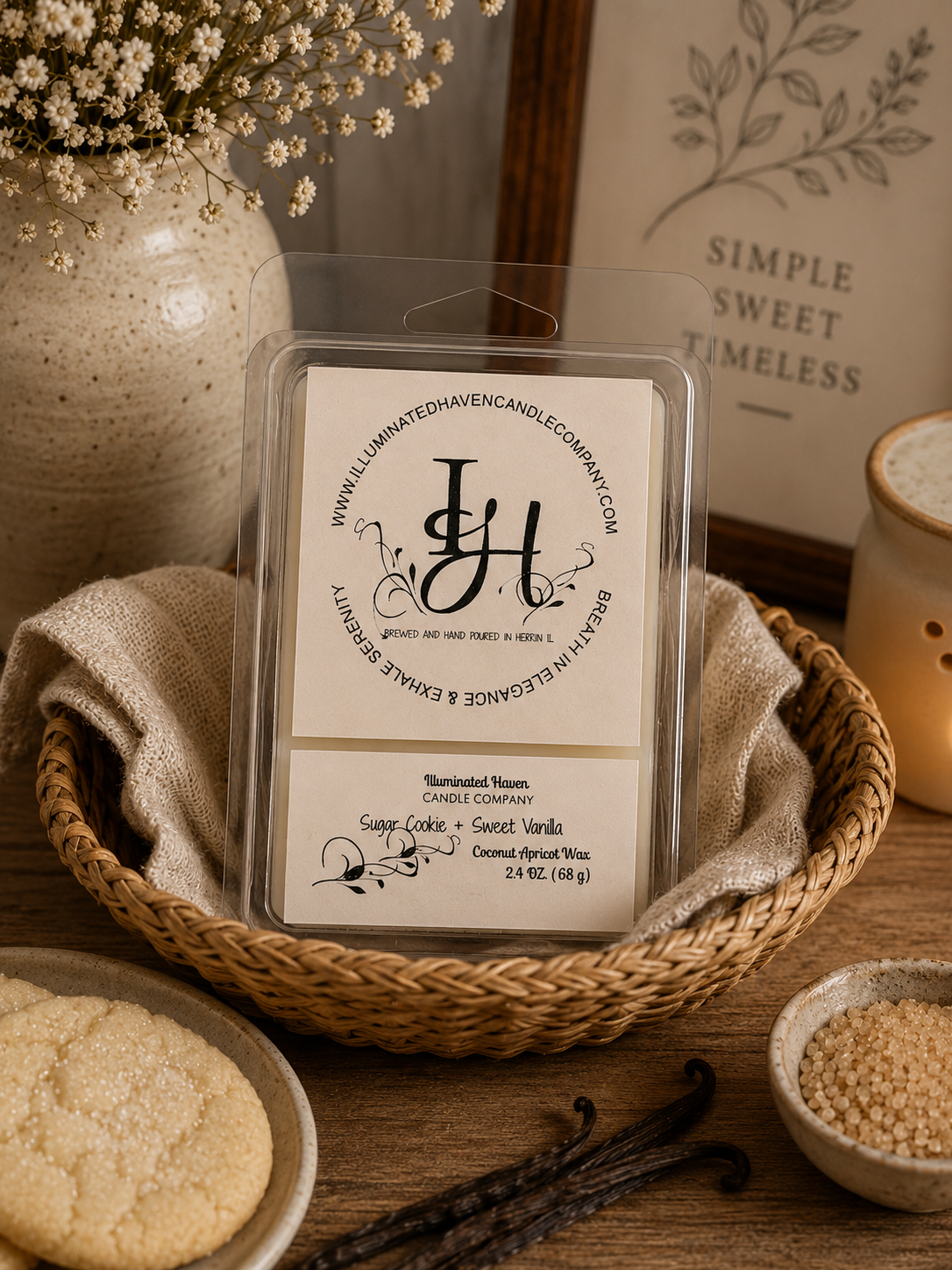 Sugar Cookie Sweet Vanilla wax melt clamshell