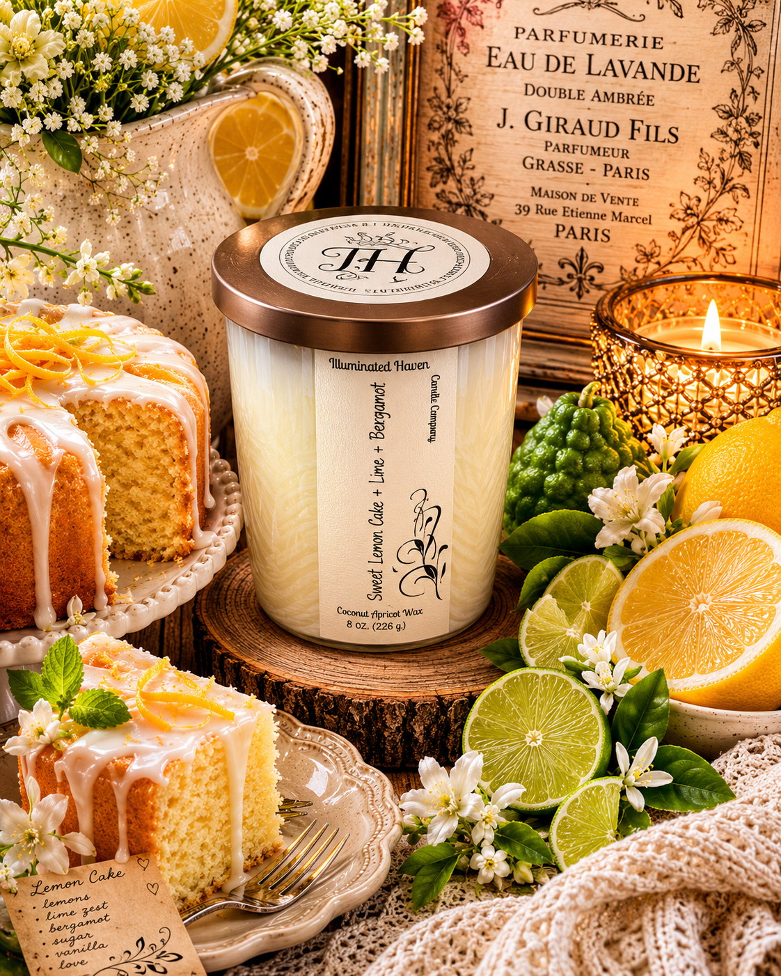 Sweet Lemon Cake, Lime & Bergamot Luxury Candle